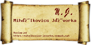 Mihálkovics Jávorka névjegykártya